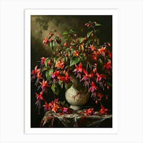 Baroque Floral Still Life Fuchsia 4 Art Print