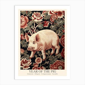 Chinese Lunar Year Of The Pig 1 William Morris Style Art Print