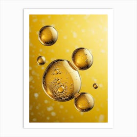 Oil Bubbles On Yellow Background Art Print