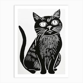 Exotic Shorthair Linocut Blockprint 2 Art Print