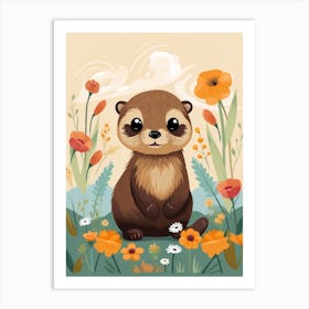 Baby Animal Illustration  Otter 4 Art Print