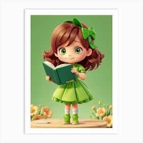 Little Girl Reading A Book Art Print