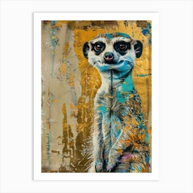 Meerkat Gold Effect Collage 3 Art Print