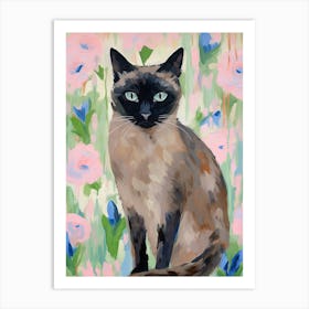 A Siamese Cat Painting, Impressionist Painting 3 Art Print