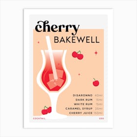 Cherry Bakewell in Peach Cocktail Recipe Art Print