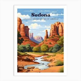 Sedona Arizona USA Mountain Travel Illustration Art Print