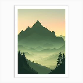 Misty Mountains Vertical Composition In Green Tone 88 Art Print