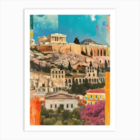 Athens   Retro Collage Style 2 Art Print