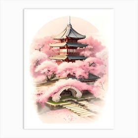 Sakura Blossom Temple Art Print