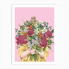 Girl Bouquet  Art Print