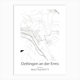 Dettingen An Der Erms,Germany Minimalist Map Art Print