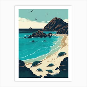 Tortuga Bay, Santa Cruz Island, Galápagos - Retro Landscape Beach and Coastal Theme Travel Poster Art Print