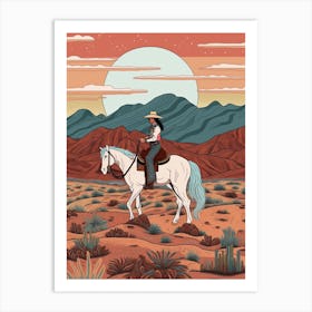 Cowgirl Riding A Horse In The Desert 7 Art Print
