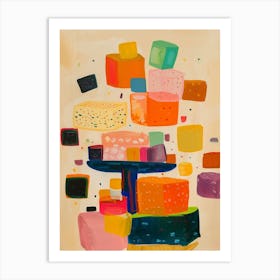 Rainbow Jelly Cubes Beige Painting 3 Art Print