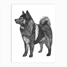 Norwegian Buhund Dog Line Sketch Art Print