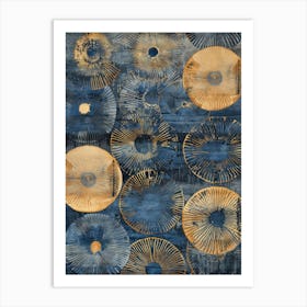 Blue And Gold Circles 5 Art Print