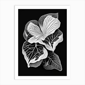 Primrose Leaf Linocut 1 Art Print