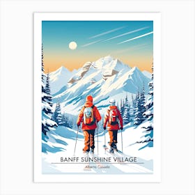 Banff Sunshine Village   Alberta Canada, Ski Resort Poster Illustration 2 Art Print