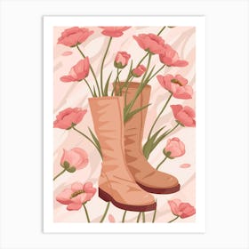 Boots And Flowers Art Print