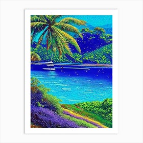 Taveuni Island Fiji Pointillism Style Tropical Destination Art Print