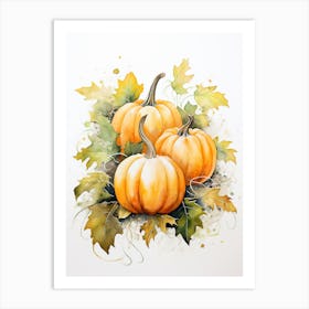 Cinderella Pumpkin Watercolour Illustration 4 Art Print