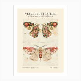 Velvet Butterflies Collection Shimmering Butterflies William Morris Style 5 Art Print