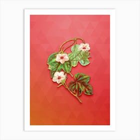 Vintage Aiton's Ipomoea Flower Botanical Art on Fiery Red Art Print