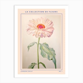 Gerbera Daisy French Flower Botanical Poster Art Print