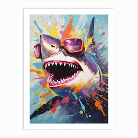  A Shark In Sunglasses Vibrant Paint Splash 2 Art Print