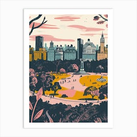 Central Park New York Colourful Silkscreen Illustration 3 Art Print