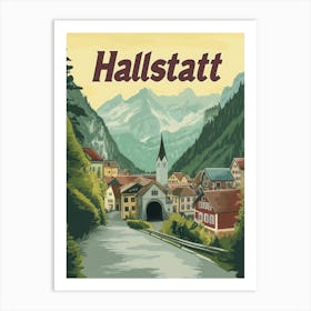 Aihrgdesign A Retro Travel Poster For Hallstatt Featuring The 8aed9791 1ef8 4dd0 8542 4782b904d5cf 0 Art Print