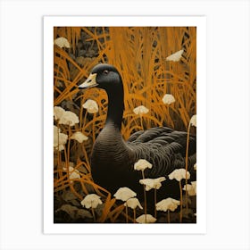 Dark And Moody Botanical Goose 1 Art Print