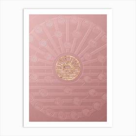 Geometric Gold Glyph on Circle Array in Pink Embossed Paper n.0097 Art Print