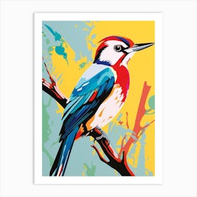 Andy Warhol Style Bird Woodpecker 1 Art Print