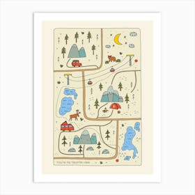 Forest Mountain Map Art Print