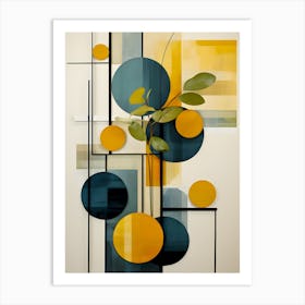 Mid-Century Modern Abstract Wall Art with Geometric Shapes Art Print