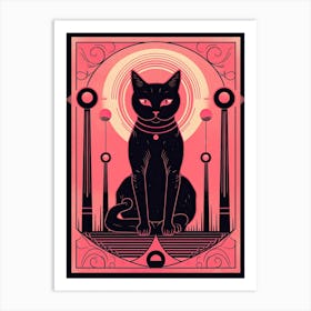 The Judgment Tarot Card, Black Cat In Pink 0 Art Print