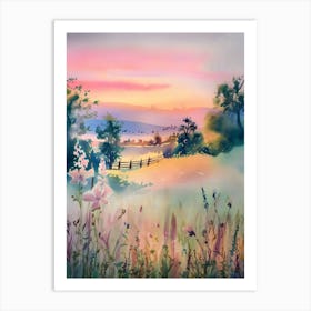 Watercolor Landscape Painting Art Print