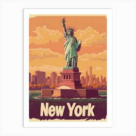 Aihrgdesign A Retro Travel Poster For New York Featuring The 2 Art Print