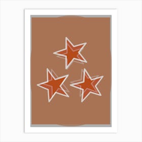 Three Orange Stars on a Orange Background Poster