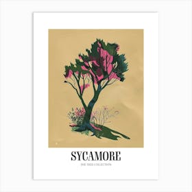 Sycamore Tree Colourful Illustration 4 Poster Art Print