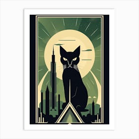 The Tower, Black Cat Tarot Card 1 Art Print