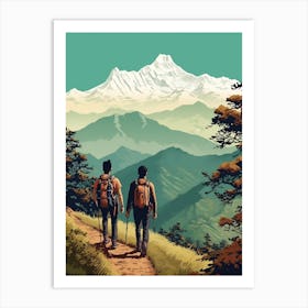 Poon Hill Trek Nepal 4 Vintage Travel Illustration Art Print