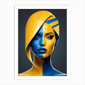 Geometric Woman Portrait Pop Art Fashion Yellow (9) Art Print