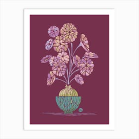 Watercolor Stephania Erecta leaves [plum-red] Art Print