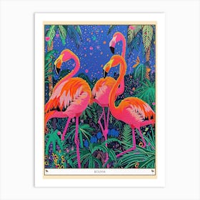 Greater Flamingo Bolivia Tropical Illustration 3 Poster Art Print