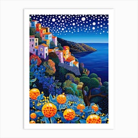 Amalfi, Italy, Illustration In The Style Of Pop Art 4 Art Print