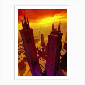 Sunset Over A City Art Print