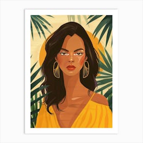 Tropical Woman In Yellow Dress Art Print