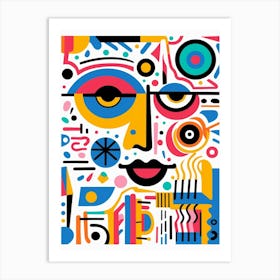 Geometric Pop Art Face 3 Art Print
